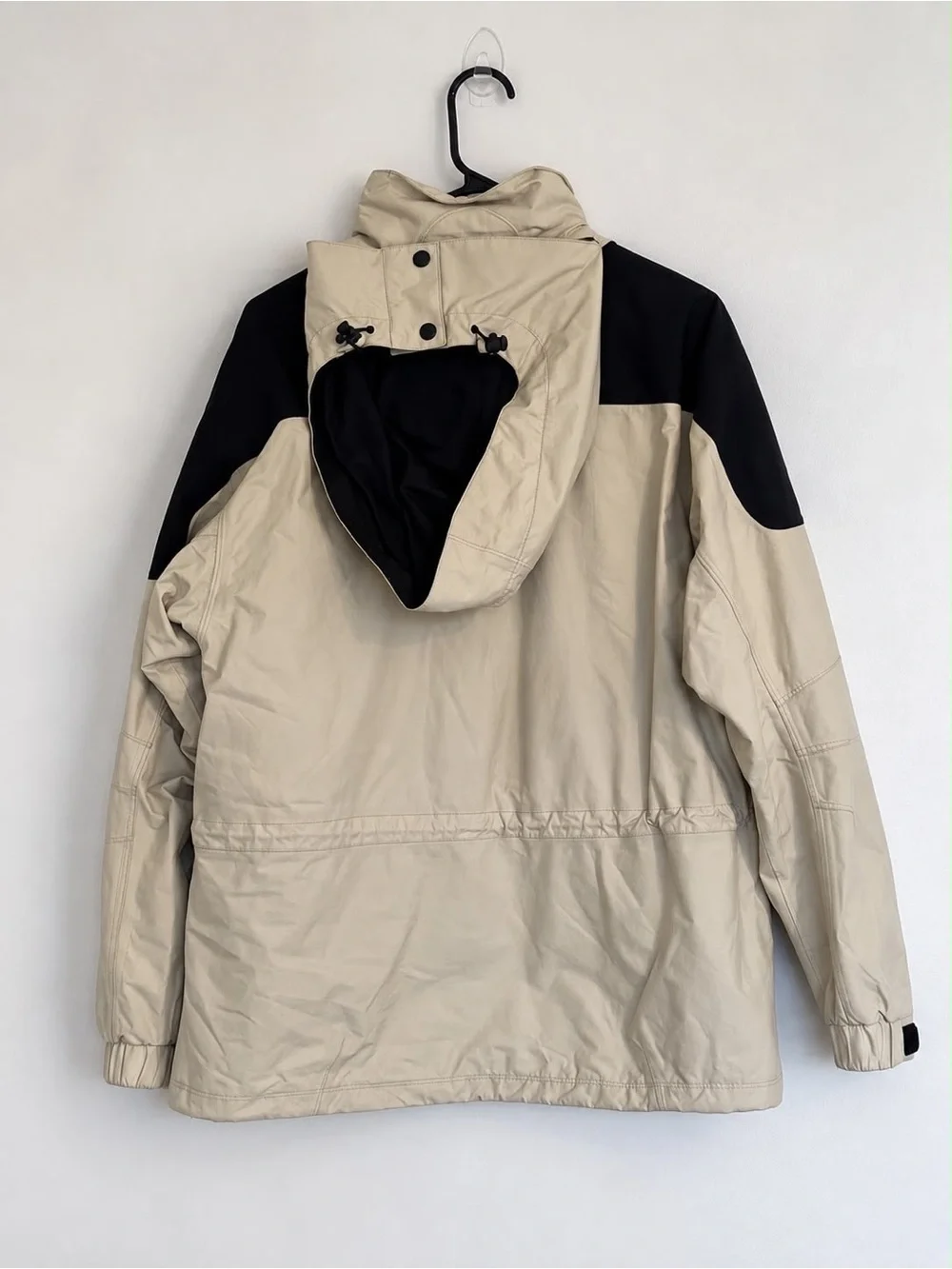 The North Face Beige and Black Hooded Rain Jacket